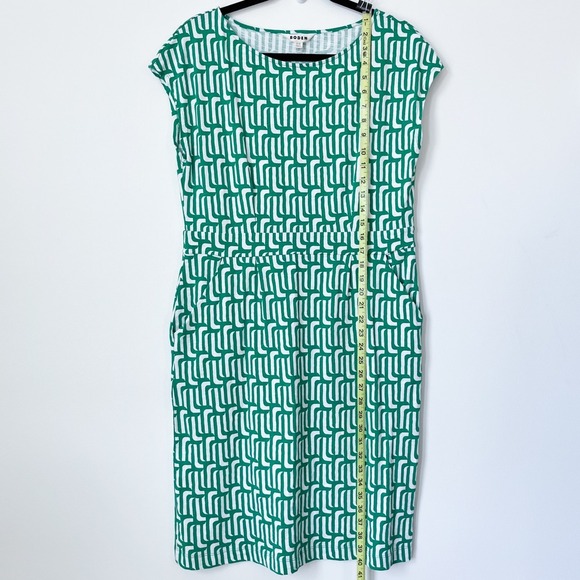 Boden Florrie Jersey Dress Green Geometric Womens 12R Pockets Office Career - Picture 8 of 14